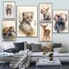 Watercolor Baby Animals Cute Warmth Prints Poster Canvas Painting Modern Wall Art Pictures Living Room Bedroom Home Decoration