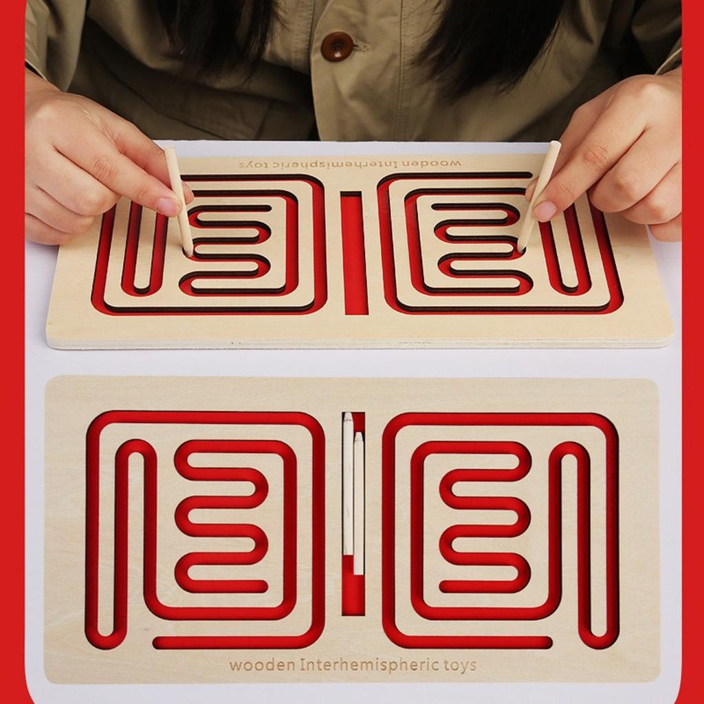 1 Set Left And Right Brain Development Toy Pen Trajectory Training Puzzle Early Education Wooden Teaching Aids Educational Toy Gift