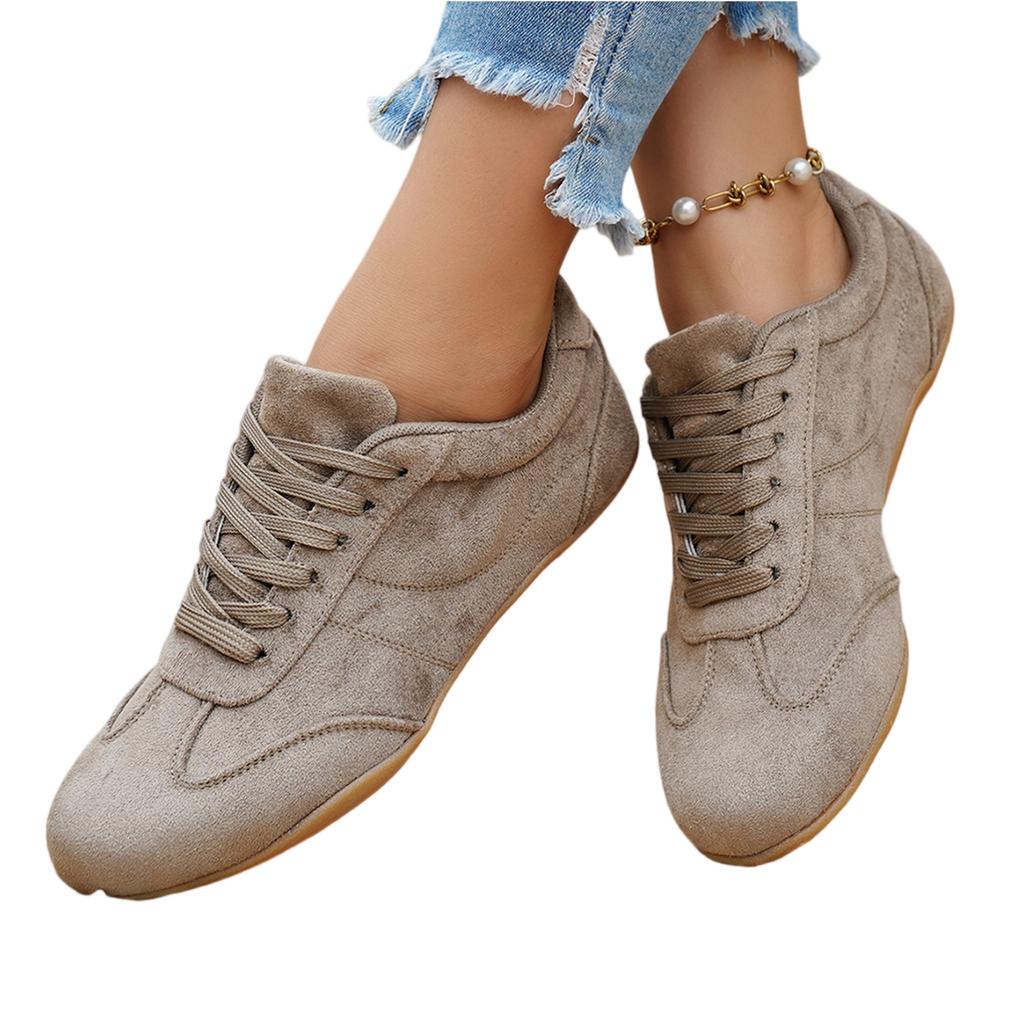Women's Casual Flat Lace-Up Sneakers Retro Style Lightweight Breathable Comfortable Walking Shoes Suitable for Everyday Wear