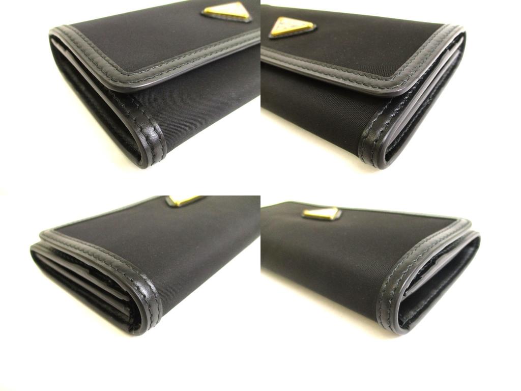 Authentic PRADA Black Nylon and Leather Bifold Long Wallet Purse #9801 Refurbished