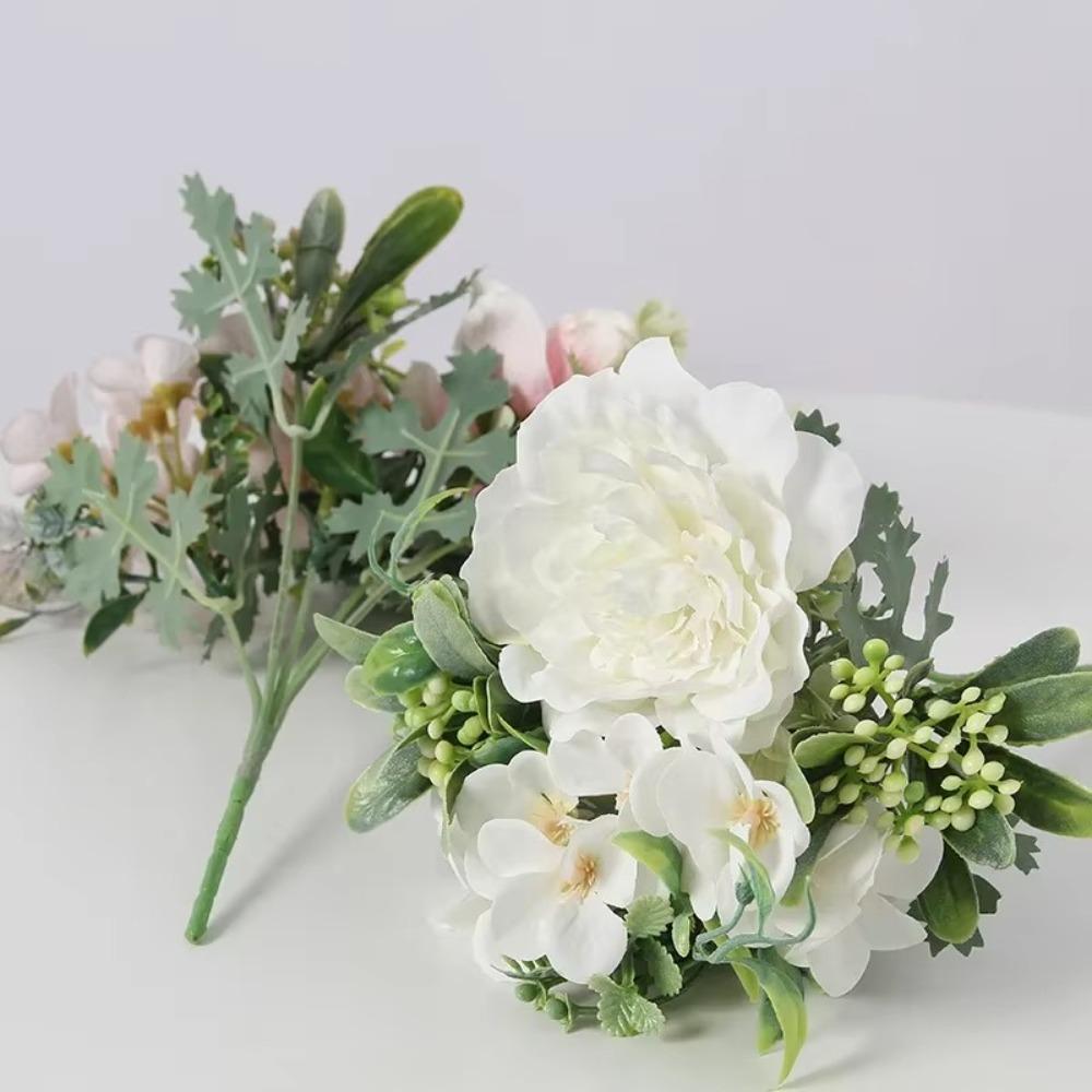 5 Heads Artificial Peony Flowers 26cm Hydrangea Bride Bouquet Fake Flowers  for Home Wedding Decor