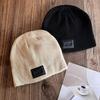 Color Trendy Solid High Top Wool Hat Letter Pattern Youth Streetwear Cold Season