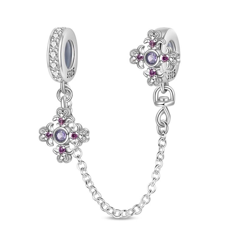 Copper Sun And Moon Plum Blossom Safety Chain Piece Bead Charms For 3Mm Original Bracelets Diy Jewelry Birthday Crafting