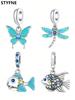 Charms Plata Blue Butterfly Dragonfly Beads Charm Copper Plated Fit Charms Original Bracelet For Jewelry Making Diy Charm
