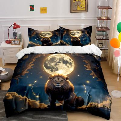 "Majestic Lion Under Moonlight" Bedding Sets Duvet Covers Pillowcases(1* Duvet Cover 2* Pillowcases Without Duvet Insert)