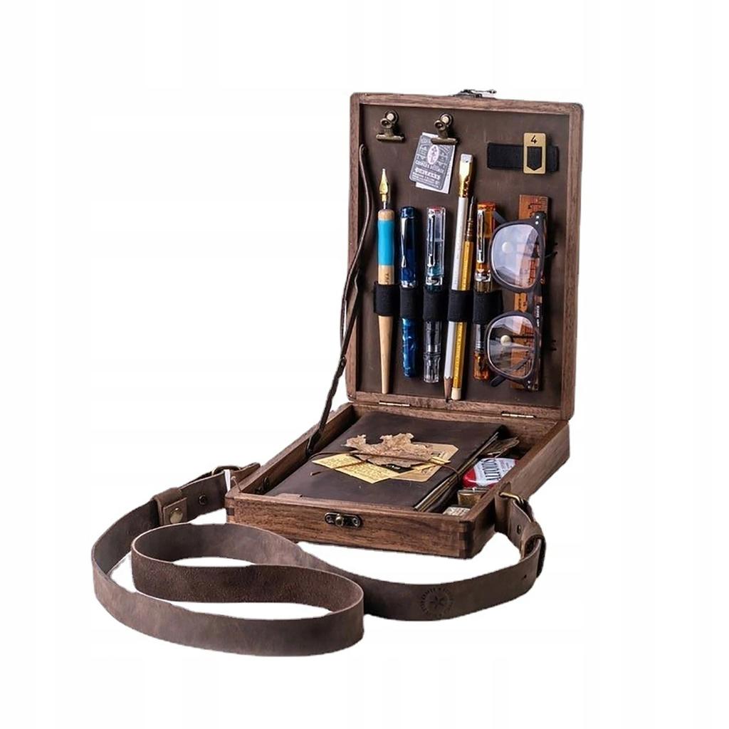 Holz Umhängetasche Retro Box Box Künstler-Schultertasche
