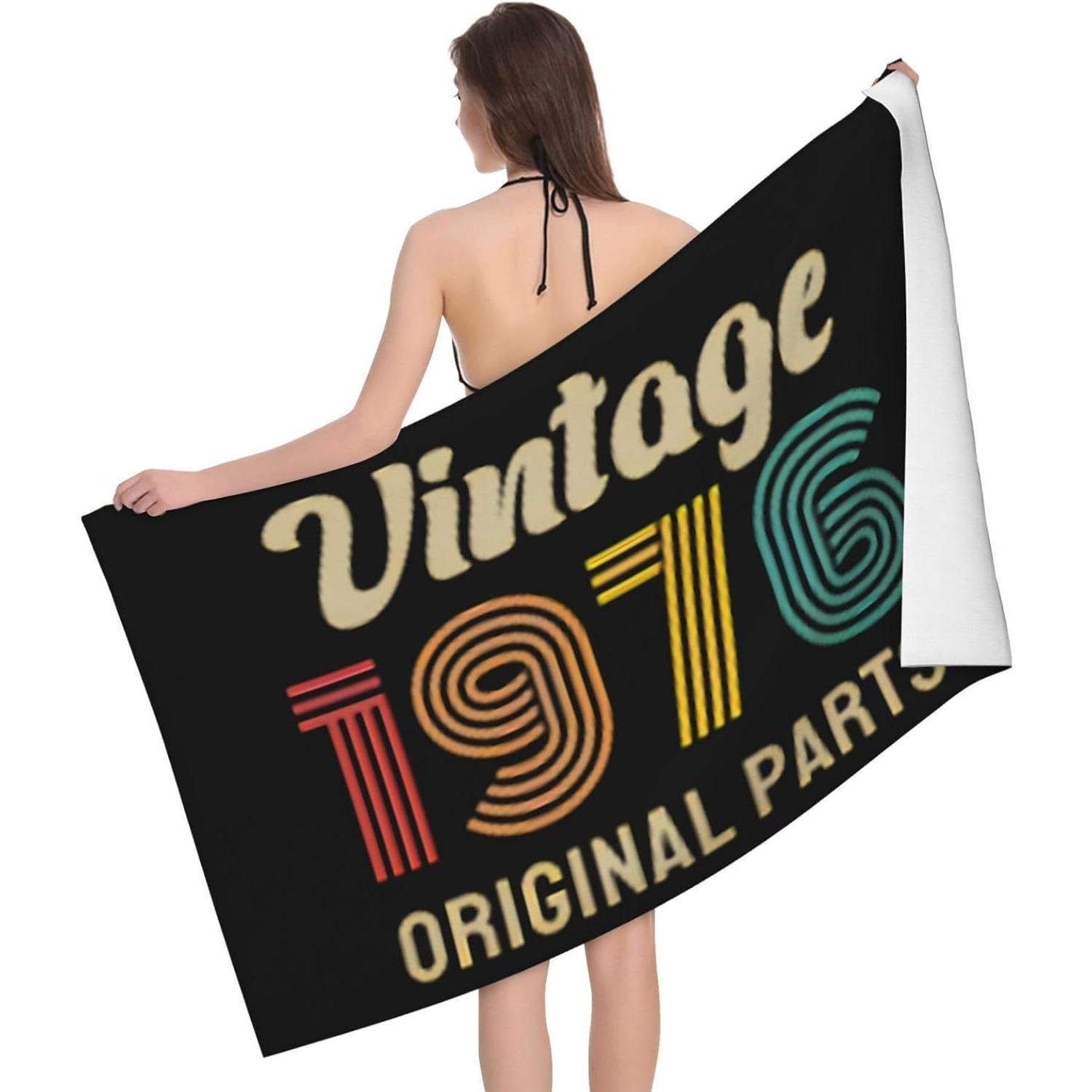 

Beach Towel Oversized, Vintage 1976 Original Parts Microfiber Bath Towel Vintage Beach Blanket Lightweight Thin Towels One Size W30*H60(CM)