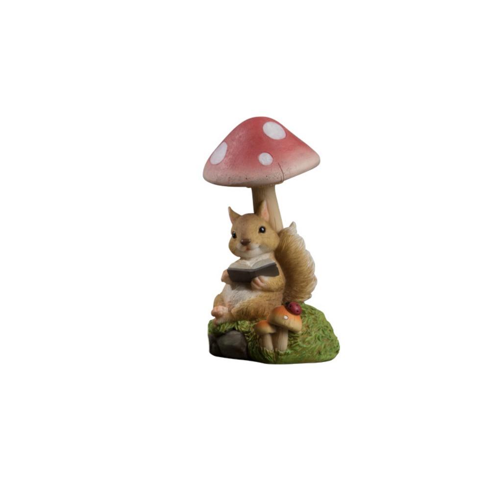 Resin Solar Mushroom Lamp Cute Animal Statue Light Desktop Decoration Rabbit Lawn Lamp Flowerpot
