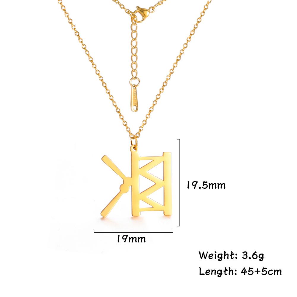 Music Guitar Pendant Necklace for Women Men Stainless Steel Gold Microphone Accordion Neck Chain Jewelry Gift