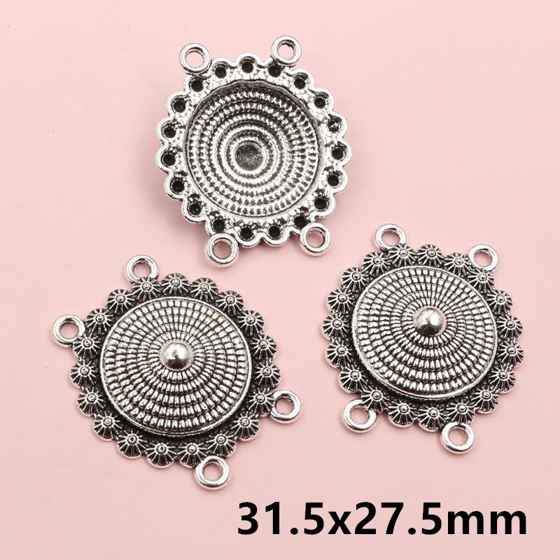 10pcs Antique Silver Plated Boho Vintage Flower Connector Charms Pendant DIY Jewelry Making Accessories Findings