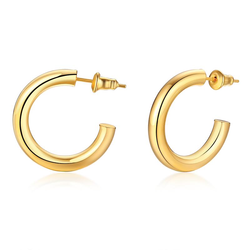 Geometric Huggie Hoop Earrings for Women Stainless Steel Medium Thick Charm Bohe Female Cartilage Piercing