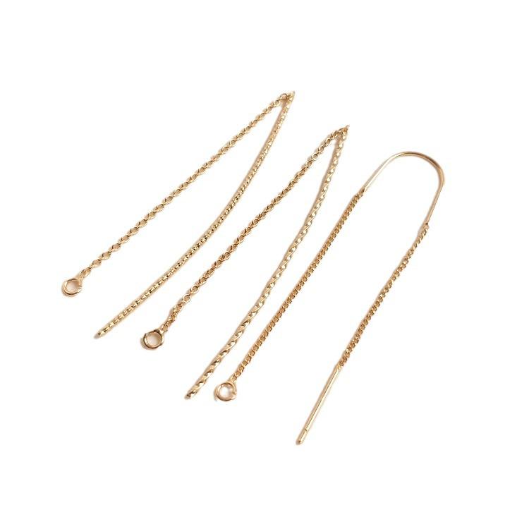 14K Gold-Filled Color-Preserving U-Shaped Ear Thread with Flower Design, Extended DIY Earrings, Ear Jewelry, and Ear Cuff Accessories.