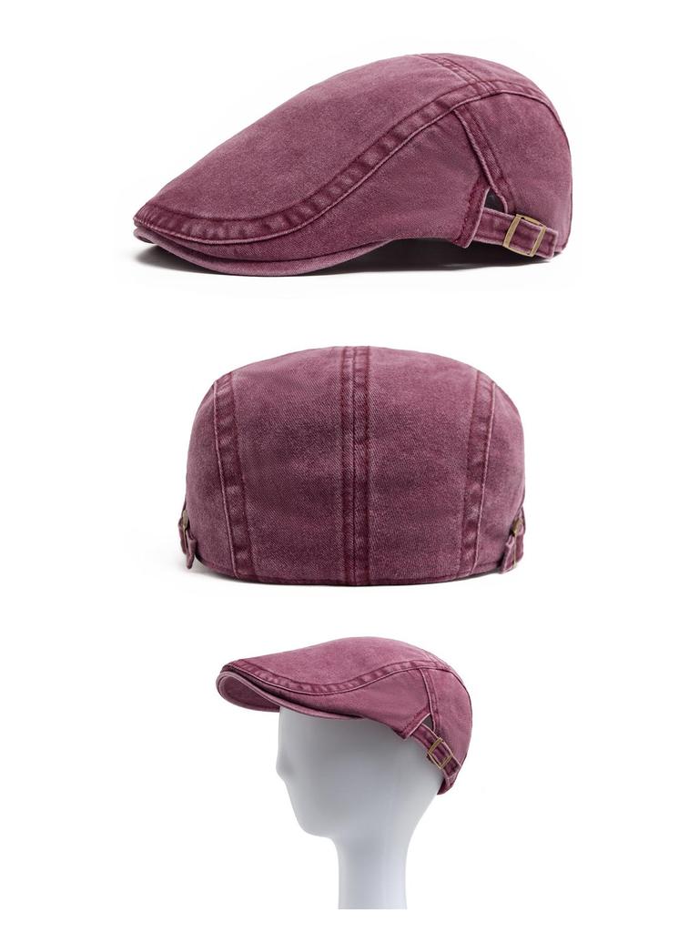 Vintage Distressed Cotton Newsboy Beret - Unisex Spring/Summer Casual Duckbill Cap