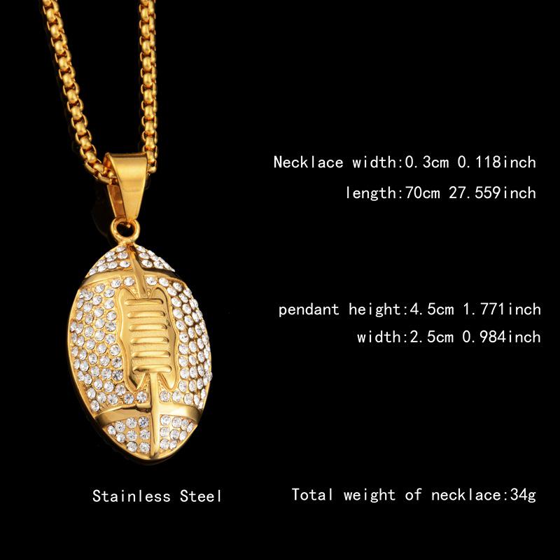 European and American Rugby Fashion Necklace Pendant for Men and Women, Japanese and Korean Titanium Steel Long STN1848