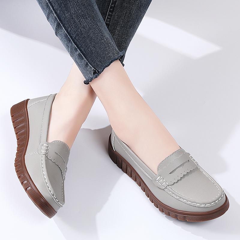 Weiche Mokassins für Damen zum Hineinschlüpfen, lässig, elegant, für den Sommer, atmungsaktives Leder, schwarze Mokassin-Schuhe