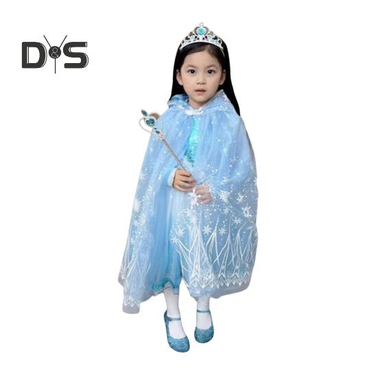 Prinsessekappe Kostyme Barn Hettekappe Utkledning Blå Nettdekorasjon Fester Cosplay-arrangementer Fantasy Rollespill Antrekk