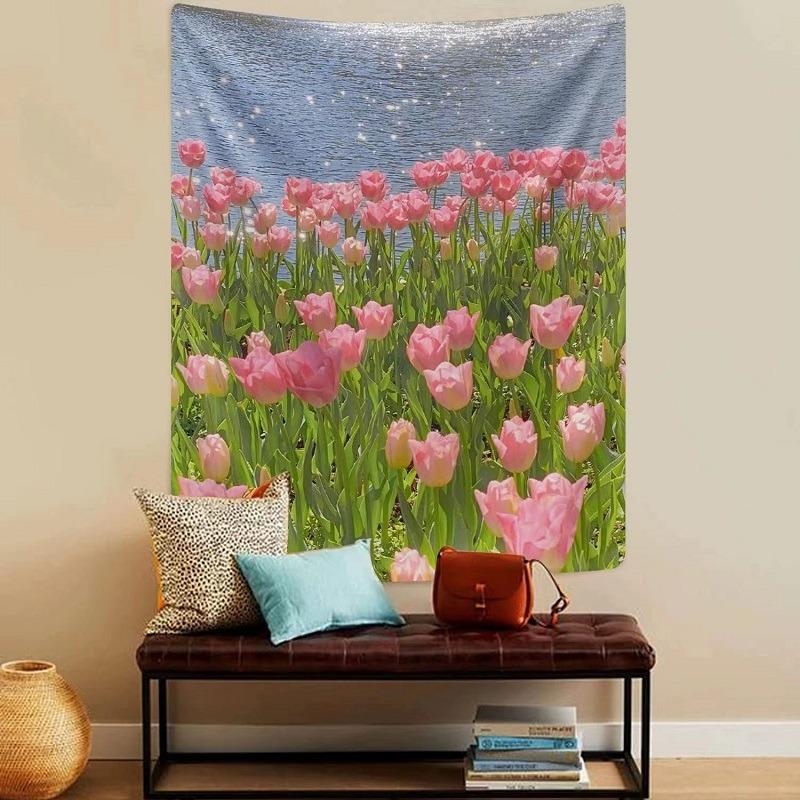 Tulip Flowers Wall Decor Tapestry Home Living Room Tapestry