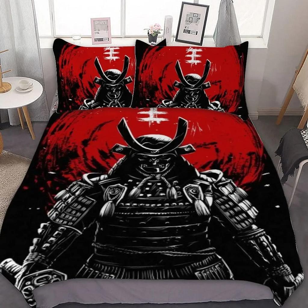 Tokyo Samurai King Queen Duvet Cover Japanese Style Bedding Set Asian Japanese Bushido Culture 3D Polyester Quilt Cover