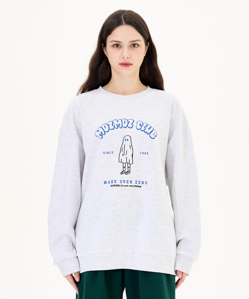 MOZMOZ [Set] Brushed Graphic Print Oversized Sweatshirt