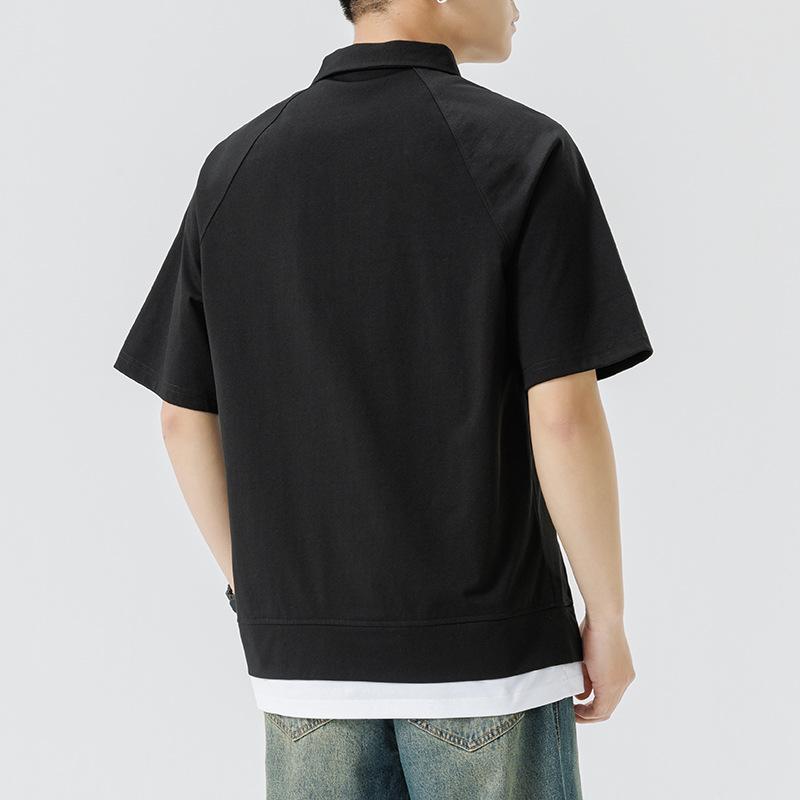 Summer Men's POLO Shirt Lapel Short Sleeve Fake Two Men's Lapel Thin Short Top