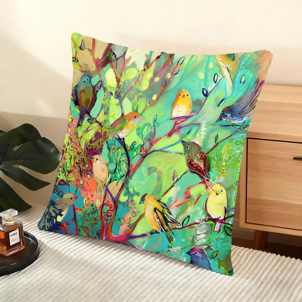 Abstract Paint Colorful Cushion Cover Soft Short Plush Pillow Cover Smooth Cozy Texture Aesthetic Cushion Case Home Decor