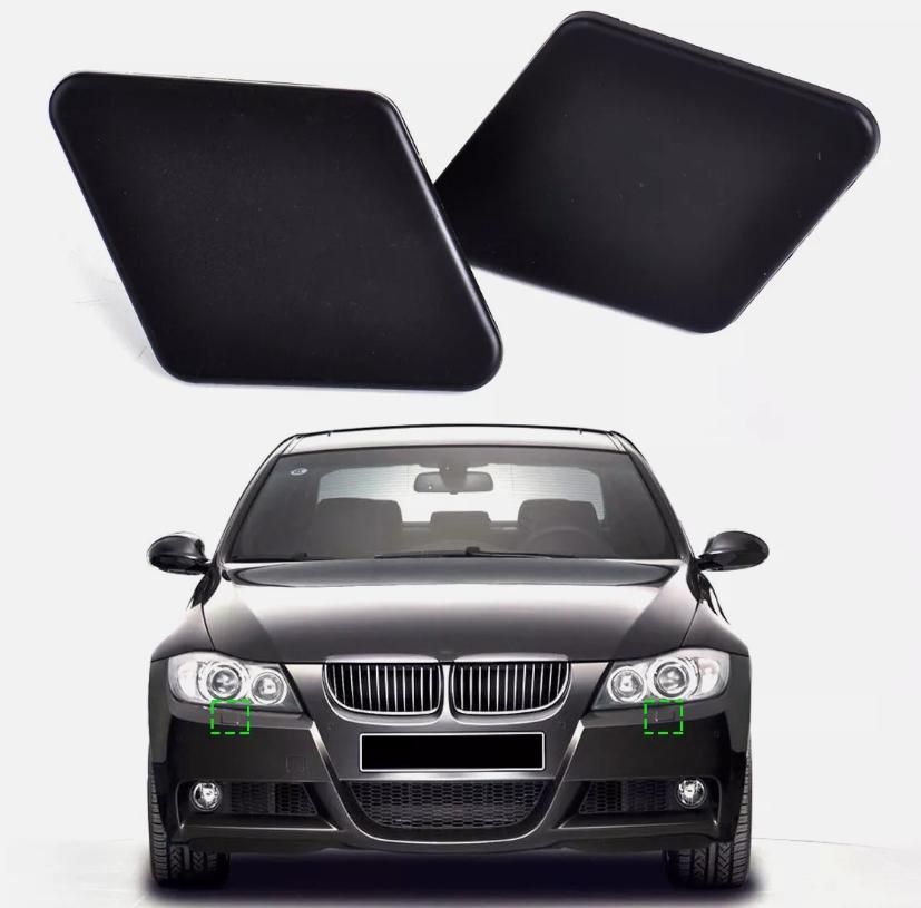 Front Bumper Headlight Washer Nozzle Jet Spray Cover Cap Black 61678031307 61678031308 For BMW 3 Series E90 2005-2009