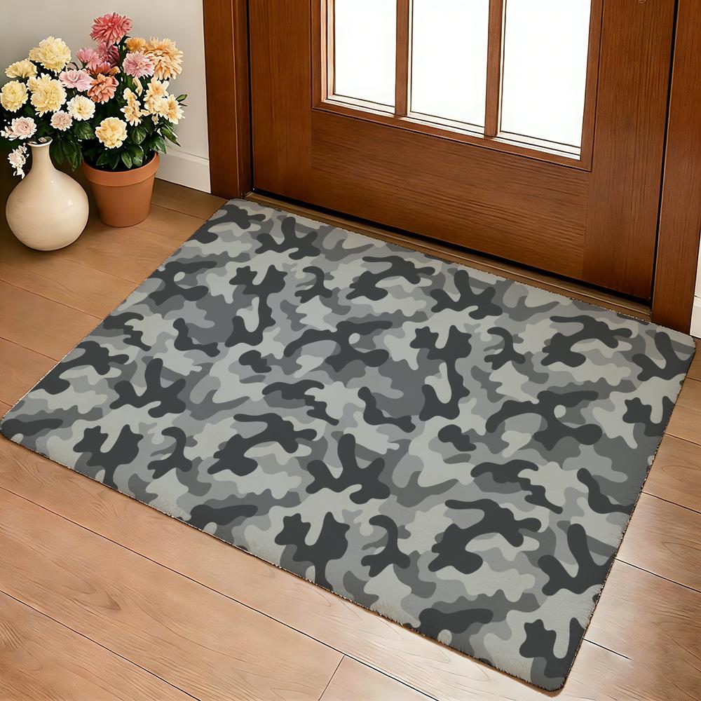 Camouflage Pattern Camo Floor Mat Cozy Flannel Soft Thick Non-Slip Mat For Living Room Bedroom Kitchen Decor Rugs