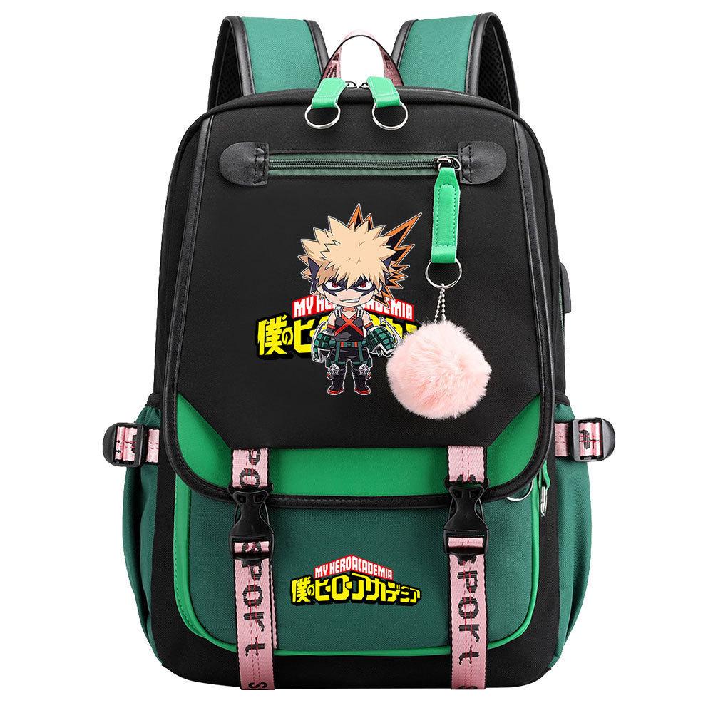 Day Man My Hero Academy USB Teen Student School Bag Men's and Women's Casual Webbing Flip Backpack
