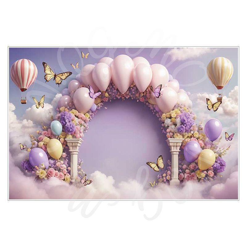 Balloon Cartoon Background Fabric for Pet Children's Birthday Party Decoration Wall Fabric, Photography and Photo-taking Background Fabric