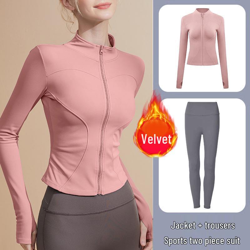 Women's Long Sleeve Sports Yoga Jacket - Stand Collar Cardigan for Running, Fitness, and Pilates