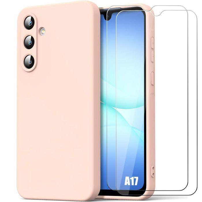 Protective Case - BOOLING - Samsung Galaxy A17 4G/5G - Pink Liquid Silicone - 2 Tempered Glass
