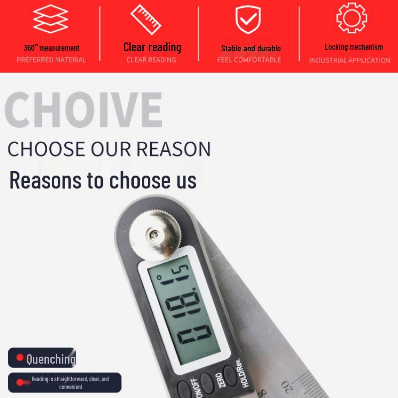 Stainless Steel Digital Protractor 360° Angle Measuring Tool for Woodworking