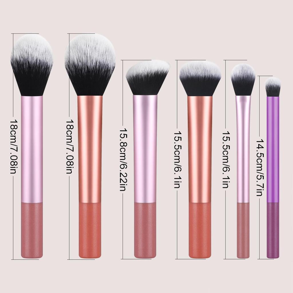 Long-Handle Makeup Brush Set: Includes Contour, Powder, Eyebrow, and Eyeshadow Brushes In 4, 6, and 8-Piece Options.