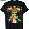 Alien Eating Taco Cinco De Mayo Men UFO Mexico Flag Sombrero TShirt