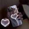 Diamond Heart Smart LED Glow Tempered Glass Case for iPhone Samsung