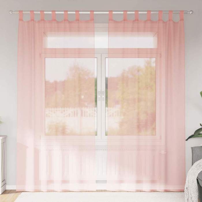 VidaXL Voile Curtains with Loops 2 Pcs Pink 140x225 Cm, Net Curtain, Sheer Curtain, Window Voile, 4102288