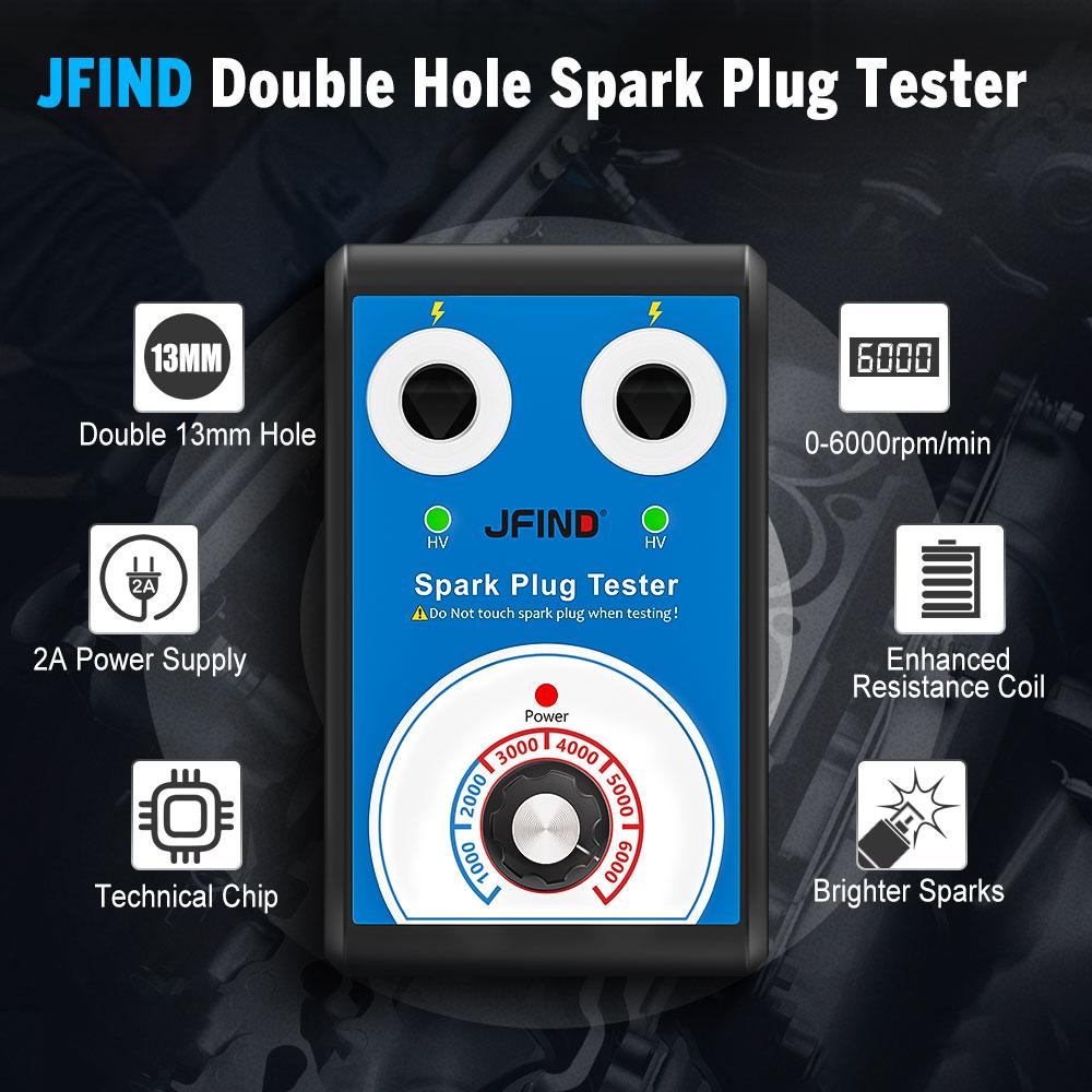 Car Spark Plug Tester with Auto Double Hole Detector Ignition Plug Analyzer 110V 220V for 12V Vehicles Spark Plug Analyzer