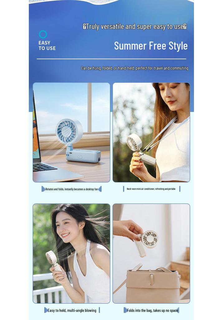 Portable Multi-Speed Clip-On & Neck-Hanging Fan: Strong, Quiet, Rotating, Foldable for Desktop Use