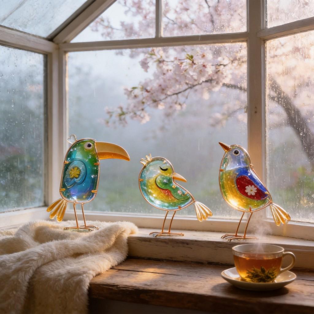 Glass Bird Garden Decor Painted Finish For Gift Giving And Home Decor