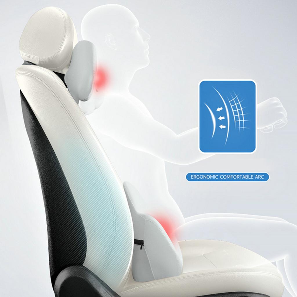Comfortable Memory Car Seat Headrest/Lumbar Support Adjustable Design Lightweight for Long Drives & Office Work