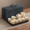 High-end Huang Ru Kiln Travel Kung Fu Tea Set Household Portable Cover Bowl Teacup Teapot Light Luxury Business Gifts