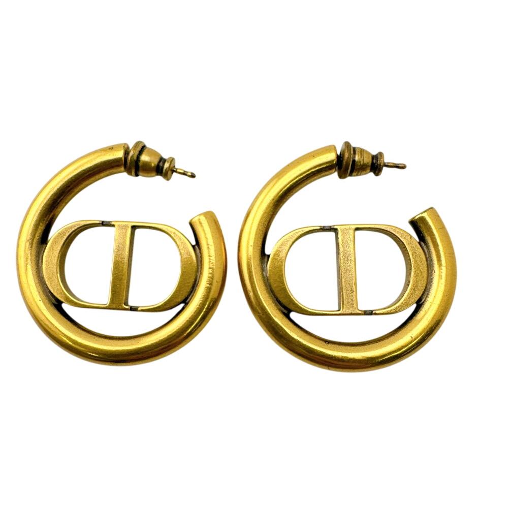 Dior metal CD Montaigne 30 Pierce gold metal Used