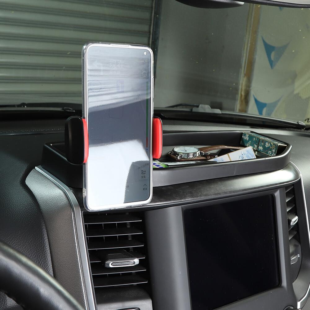 Console Phone Bracket Mount Holder With Storage Box Tray For Dodge RAM 1500 18+
