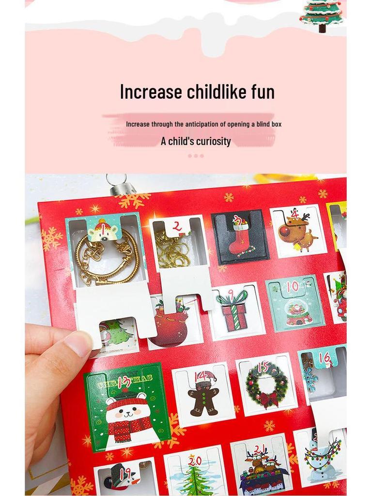 Surprise Christmas Platinum Gift Box: Children's Creative Beaded Bracelet 24-Day Countdown Calendar Blind Box