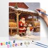 Christmas digital painting oil painting art Santa Claus snowman gingerbread house winter farm landscape kit hand painting home decoration painting