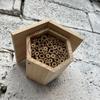 Handmade Wooden Hexagonal Ma-son Bee House With Tubes Natural Wooden Bee Hive Attracting Pollinating Bees For Yards Porches Lawn