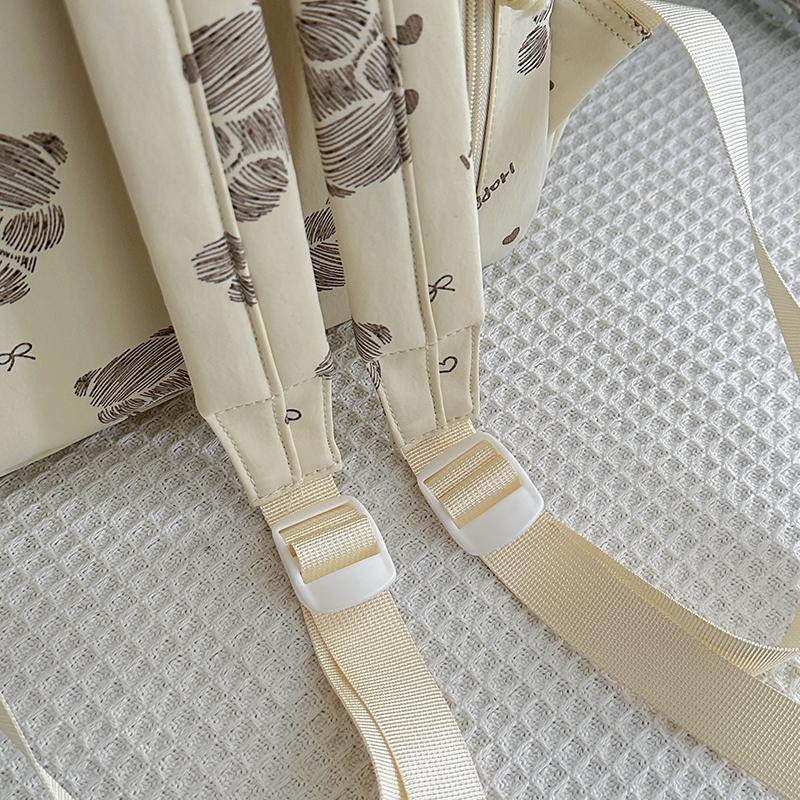 Women's Bear Printed Backpack Student's Lightweight Schoolbag