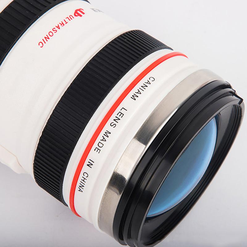 Camera Lens Coffee Mug With Lid Stainless Steel Slr Camera Lens Water Cup Ef24-105Mm Black White Mug Creative Gift Drinkware