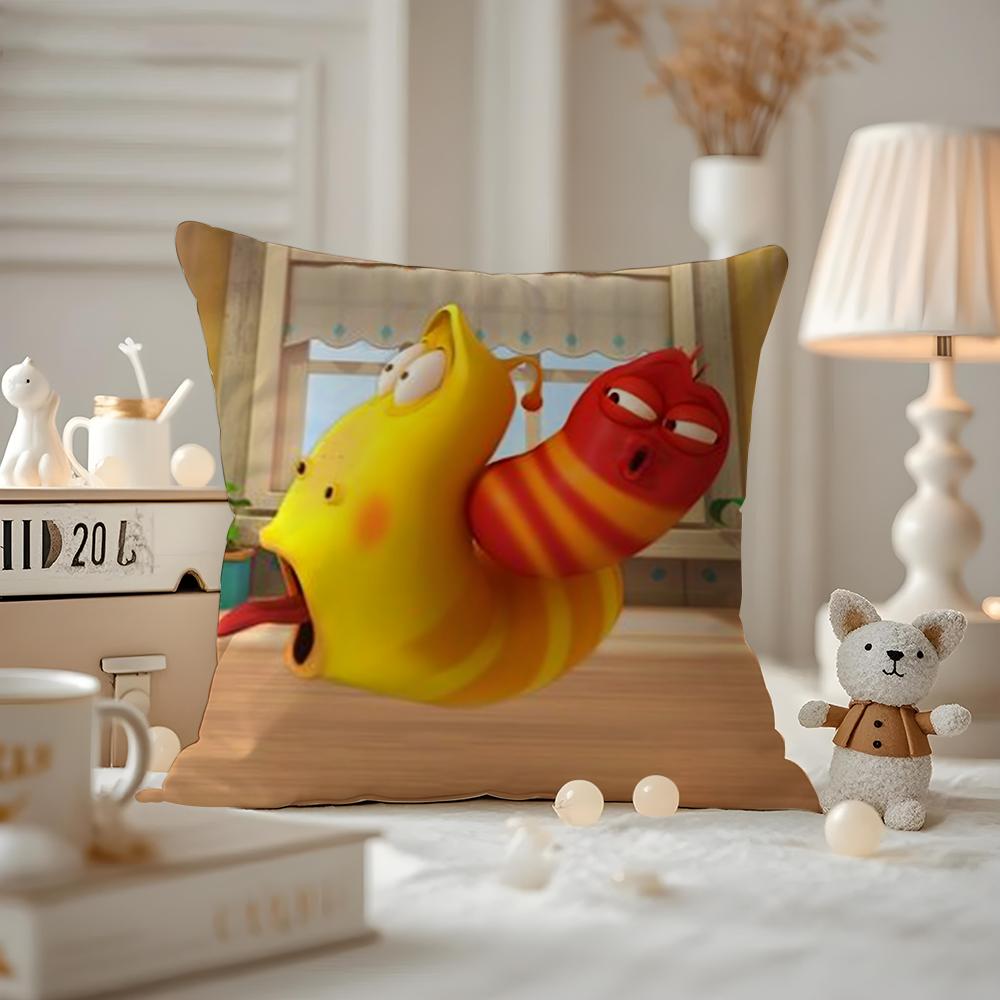 Anime LLarva Funny Cushion Cover Antidustmite Pillowcase Invisible Zipper Silky Short Plush Sofa Cushion Cover