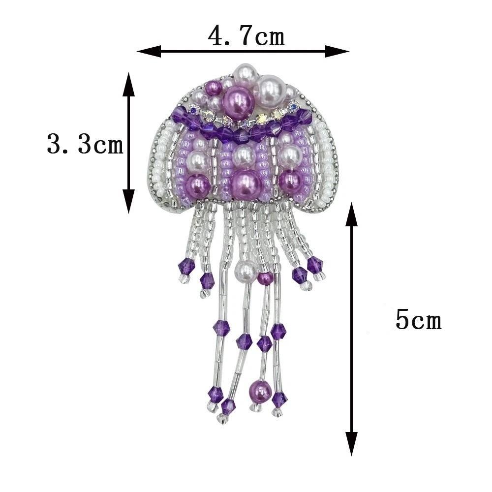DIY Jellyfish Beads Patches Rhinestone Brooch Badge Sea Animal Appliques For Clothing Bags Shoes